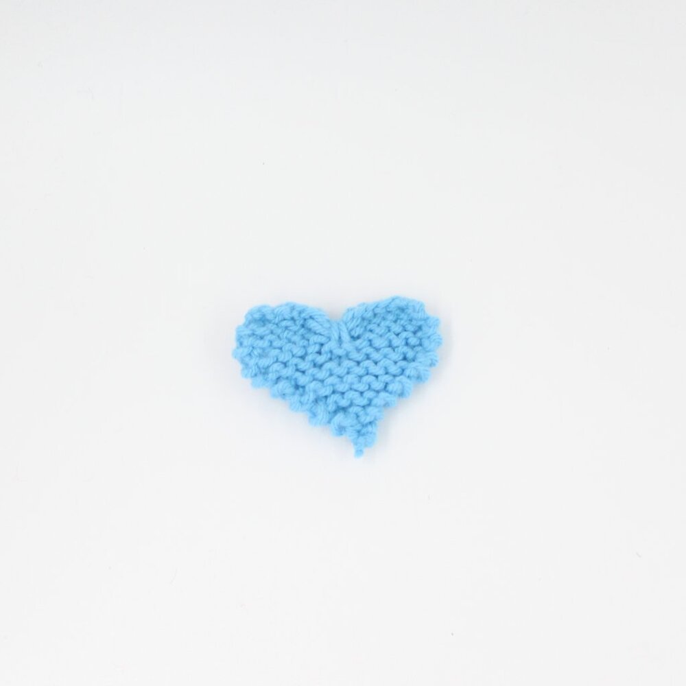 Handmade Hand Knit Sew-on Blue Heart Shaped Appliqué